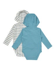 Hanes Pure Comfort Baby Long Sleeve Hooded Bodysuits, Organic Cotton, Boys &amp; Girls, 2-Pack