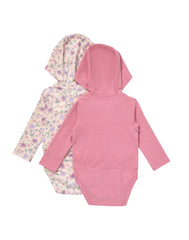 Hanes Pure Comfort Baby Long Sleeve Hooded Bodysuits, Organic Cotton, Boys &amp; Girls, 2-Pack