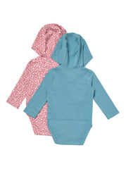 Hanes Pure Comfort Baby Long Sleeve Hooded Bodysuits, Organic Cotton, Boys &amp; Girls, 2-Pack