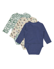 Hanes Pure Comfort Baby Long Sleeve Bodysuits, Organic Cotton, Boys &amp; Girls, 3-Pack