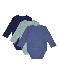 Hanes Pure Comfort Baby Long Sleeve Bodysuits, Organic Cotton, Boys &amp; Girls, 3-Pack