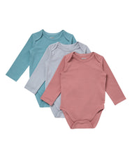 Hanes Pure Comfort Baby Long Sleeve Bodysuits, Organic Cotton, Boys &amp; Girls, 3-Pack