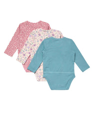 Hanes Pure Comfort Baby Long Sleeve Bodysuits, Organic Cotton, Boys &amp; Girls, 3-Pack