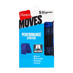 Hanes Moves Boys&rsquo; Performance Stretch Boxer Brief Underwear, Assorted Solids/Prints, 5-Pack