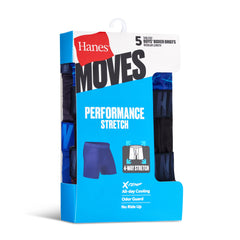 Hanes Moves Boys&rsquo; Performance Stretch Boxer Brief Underwear, Assorted Solids/Prints, 5-Pack