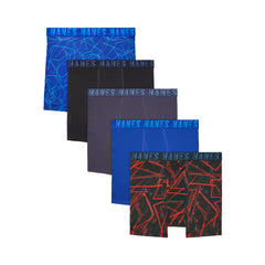 Hanes Moves Boys&rsquo; Performance Stretch Boxer Brief Underwear, Assorted Solids/Prints, 5-Pack