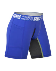 Hanes Moves Boys' Anti-Chafe Long Leg Boxer Brief Underwear, Black/Grey/Blue/Ocean, 5-Pack