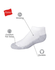 Hanes Double Tough Boys' Cushion No Show Socks, 12-Pairs