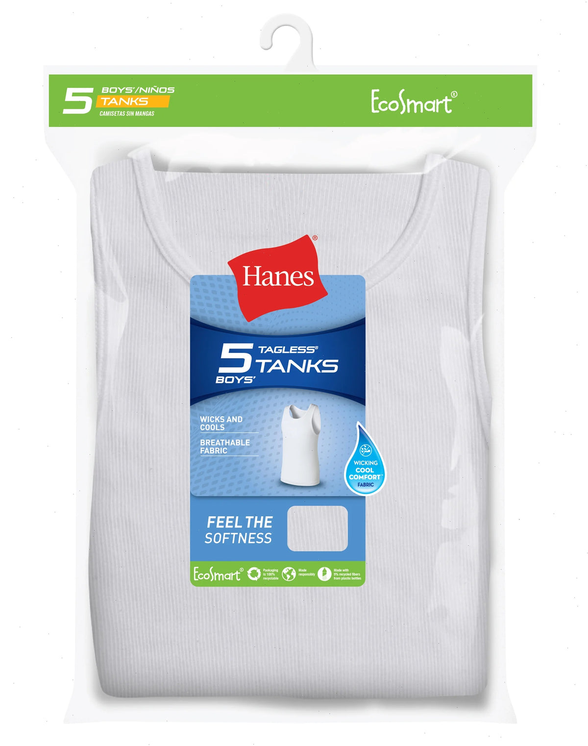 Hanes EcoSmart Boys' Tank, 5-Pack