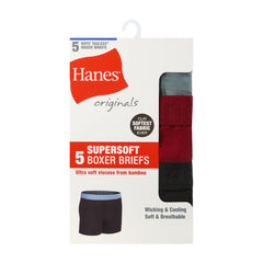 Hanes Originals Boys' SuperSoft Boxer Brief Underwear, Assorted, 5-Pack