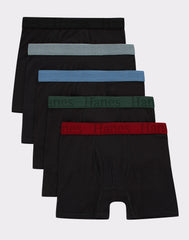 Hanes Originals Boys' SuperSoft Boxer Brief Underwear, Black, 5-Pack