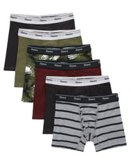 Hanes Originals Boys' Tween Boxer Briefs Pack, Olive Palm Print &amp; Assorted, 6-Pack