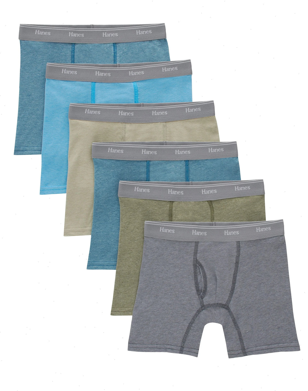 Hanes Originals Boys' Tween Boxer Briefs Pack, Assorted Solids, 6-Pack