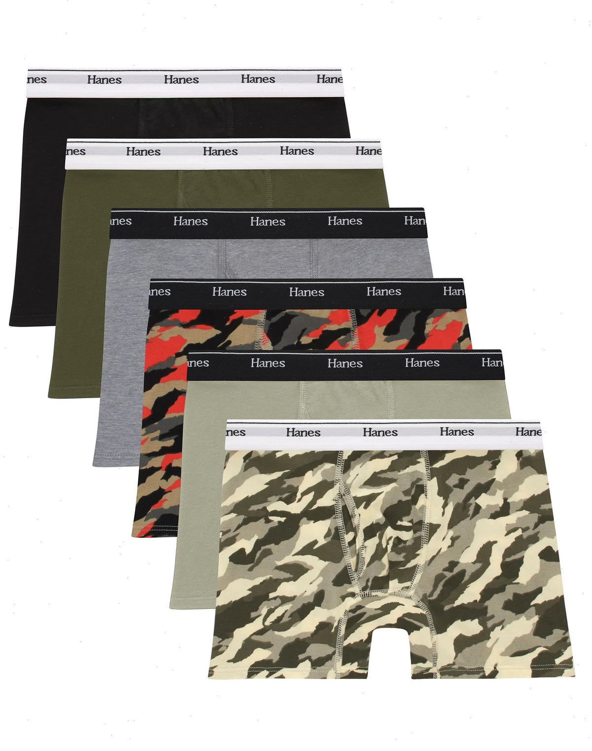 Hanes Originals Boys&rsquo; Underwear Boxer Briefs, 6-Pack, Stretch Cotton, Moisture Wicking