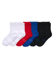 Hanes Moves Ultimate Boys' Seamless Stretch Mid Crew Socks, 6-Pairs