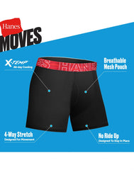 Hanes Moves Boys' Breathable Mesh Boxer Brief Underwear, X-Temp, Black, 5-Pack