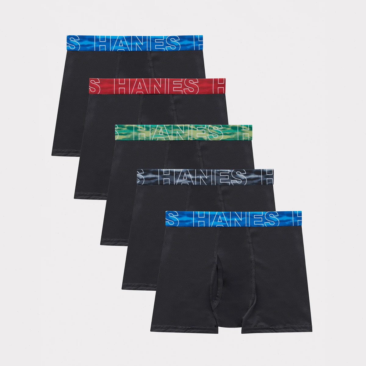 Hanes Moves Boys' Breathable Mesh Boxer Brief Underwear, X-Temp, Black, 5-Pack