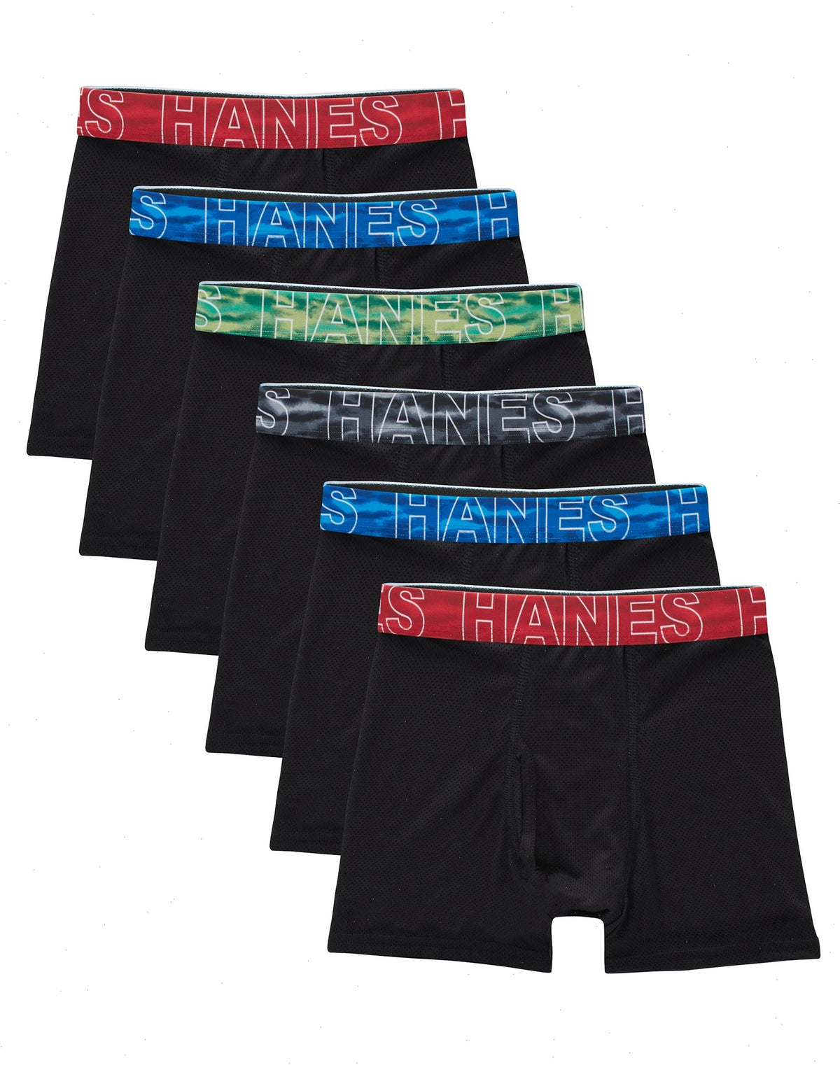 Hanes Boys' Performance Mesh Tween Boxer Briefs Pack, X-Temp, Black, 6-Pack