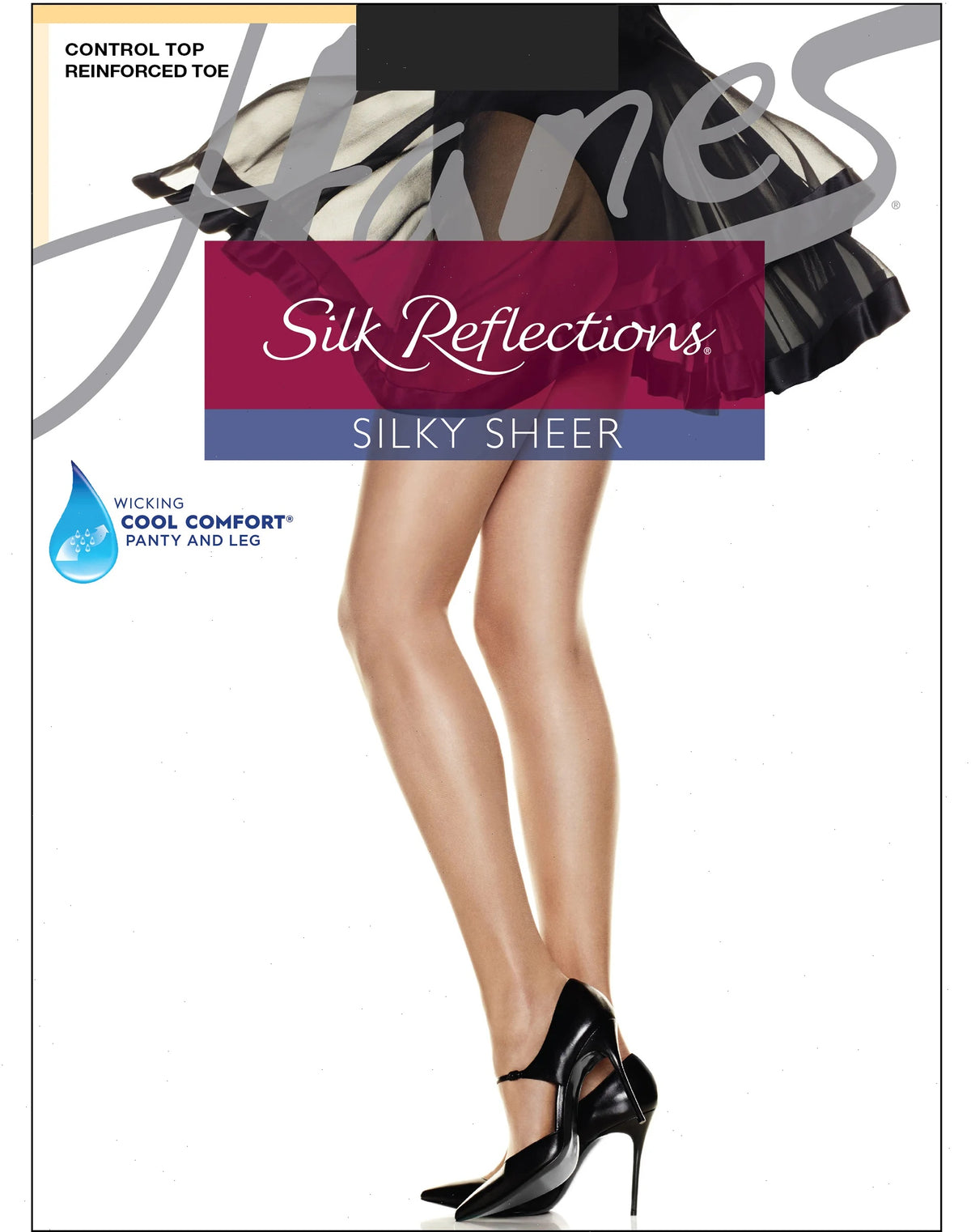 Hanes Silk Reflections Sheer Pantyhose with Control Top, Reinforced Toe, 6-Pack