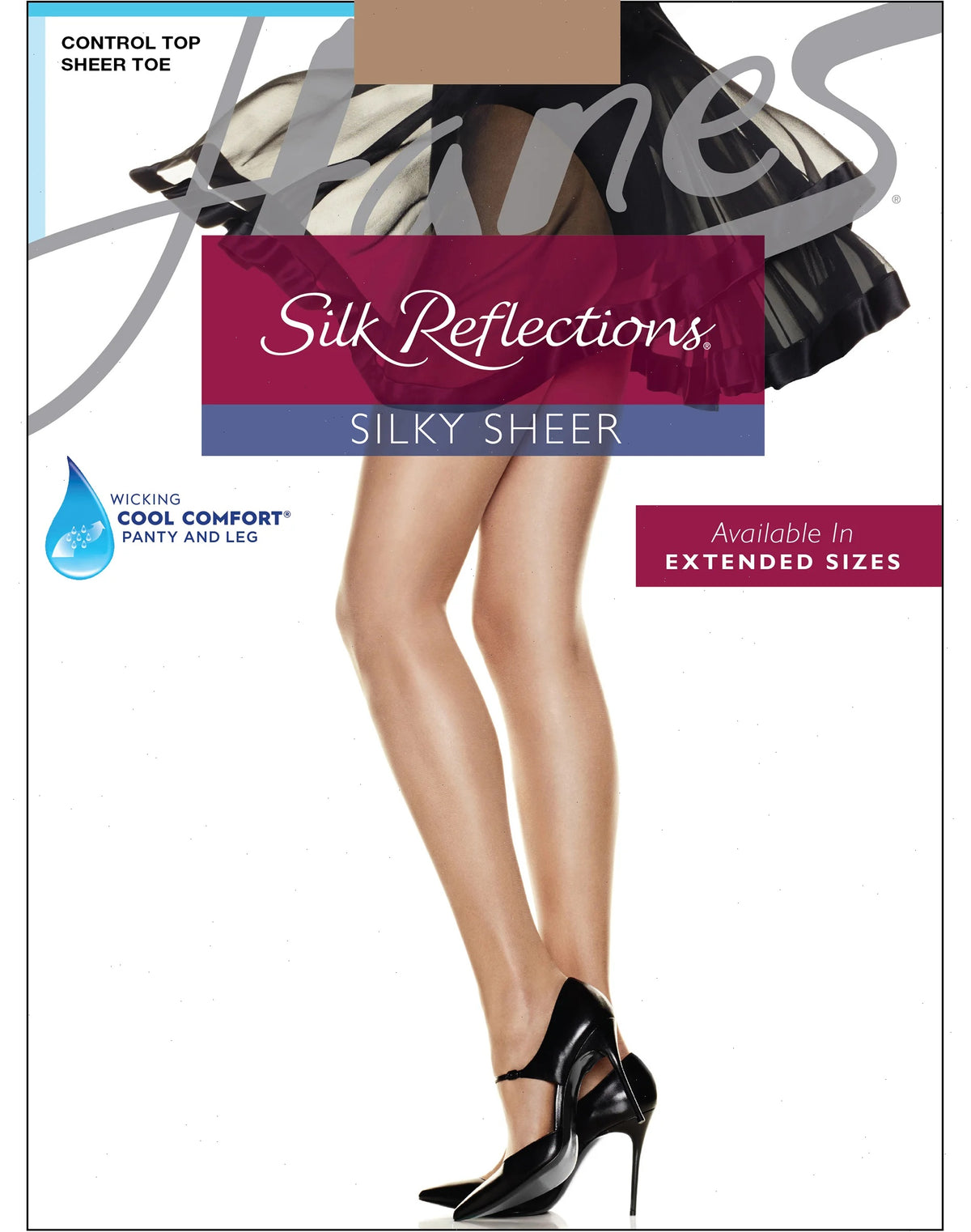 Hanes Silk Reflections Sheer Pantyhose with Control Top, Sheer Toe, 6-Pack