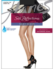 Hanes Silk Reflections Sheer Pantyhose with Control Top, Sheer Toe, 6-Pack