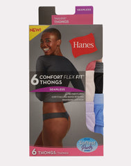 Hanes Comfort Flex Fit Women's Seamless Thong Underwear, 6-Pack