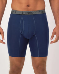 Hanes Comfort Flex Fit Men's Long Leg Boxer Brief Underwear, Moisture-Wicking, 3-Pack