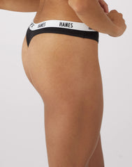 Hanes Soft &amp; Breathable Women&rsquo;s Ribbed Cotton Thong Underwear, 3-Pack