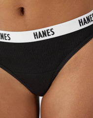 Hanes Soft &amp; Breathable Women&rsquo;s Ribbed Cotton Thong Underwear, 3-Pack