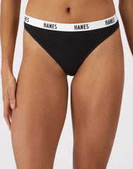 Hanes Soft &amp; Breathable Women&rsquo;s Ribbed Cotton Thong Underwear, 3-Pack