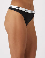 Hanes Soft &amp; Breathable Women&rsquo;s Ribbed Cotton Thong Underwear, 3-Pack