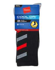 Hanes Cool DRI Men's Crew Socks with Ventilation, 3-Pairs