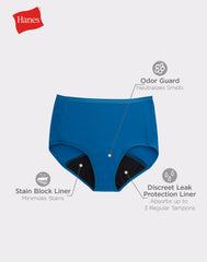 Hanes Comfort, Period. Women's Brief Period Underwear, Moderate Leaks, Neutrals, 3-Pack