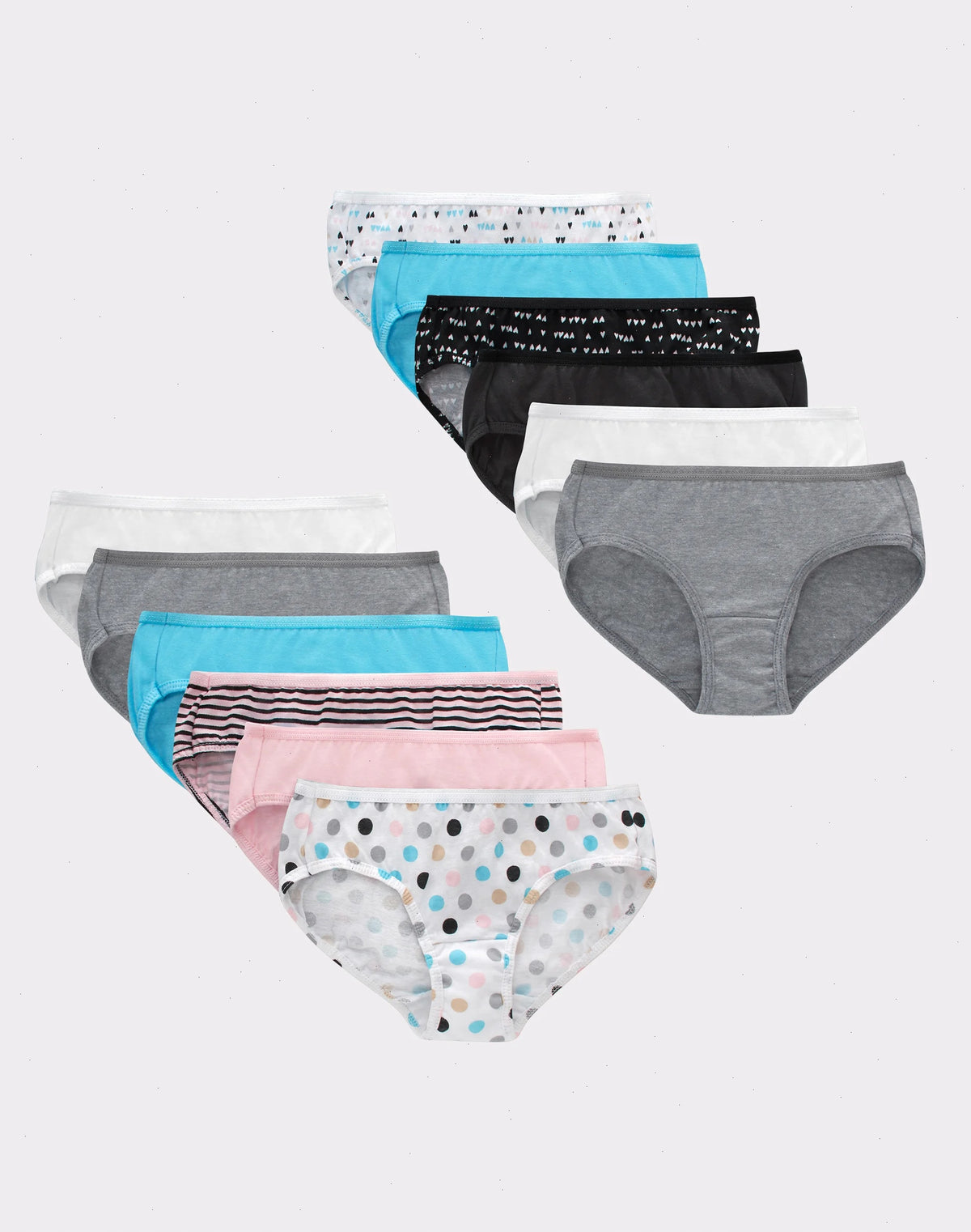 Hanes Girls' Tagless Hipster Underwear, 12-Pack