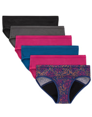 Hanes Girls' Period Underwear Hipsters, 6-Pack, Comfort, Period., Moderate Protection