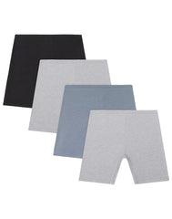 Hanes Girls' Play Shorts, 4-Pack, Cotton Stretch, Assorted Solids Multipacks