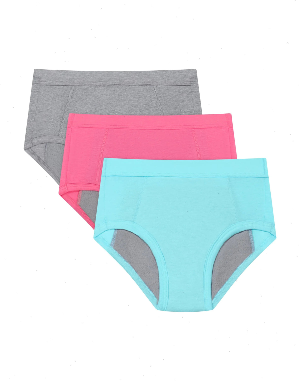 Hanes Confident Nights Girls' Heavy Absorbency Underwear Briefs, 3-Pack, Pink/Aqua/Multi