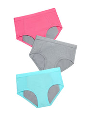 Hanes Confident Nights Girls' Heavy Absorbency Underwear Briefs, 3-Pack, Pink/Aqua/Multi
