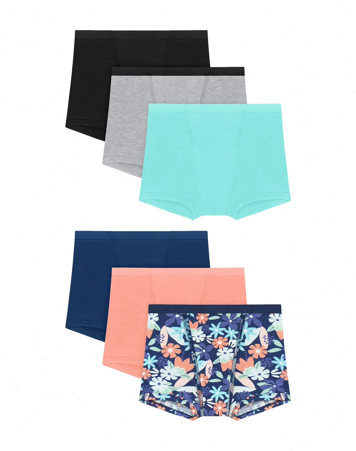 Hanes Girls' Period Underwear Boxer Briefs, 6-Pack, Comfort, Period., Moderate Protection