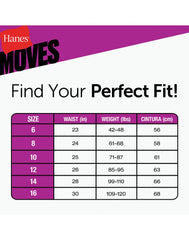 Hanes Moves Girls' Breathable Stretch Brief Underwear, Assorted Solids, 4-Pack