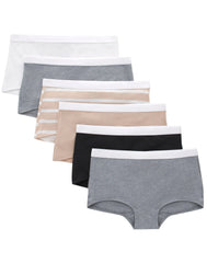 Hanes Originals Girls' Underwear Boyshorts Pack, Black &amp; Assorted, 6-Pack <br>