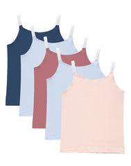 Hanes Originals Girls' Cami, 5-Pack, Cotton-Stretch Tank Top, Moisture-Wicking, Assorted