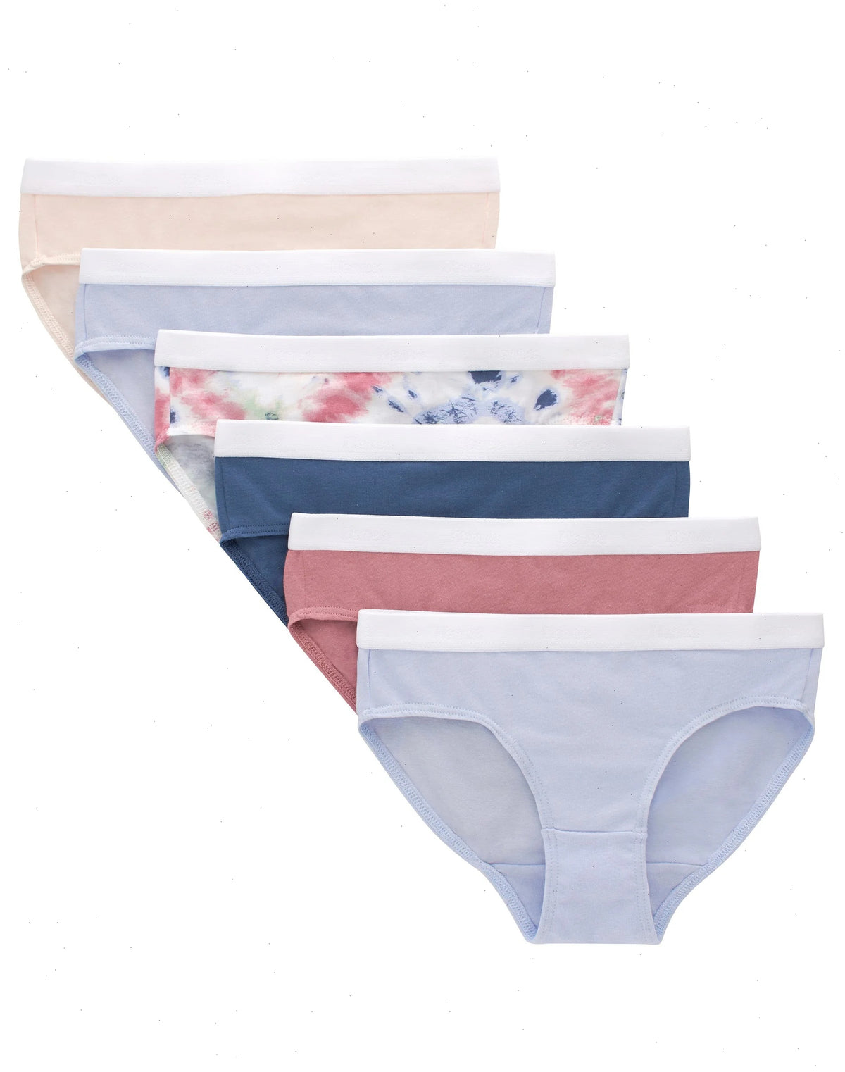Hanes Originals Girls' Underwear Hipsters, Tie Dye Print &amp; Assorted, 6-Pack