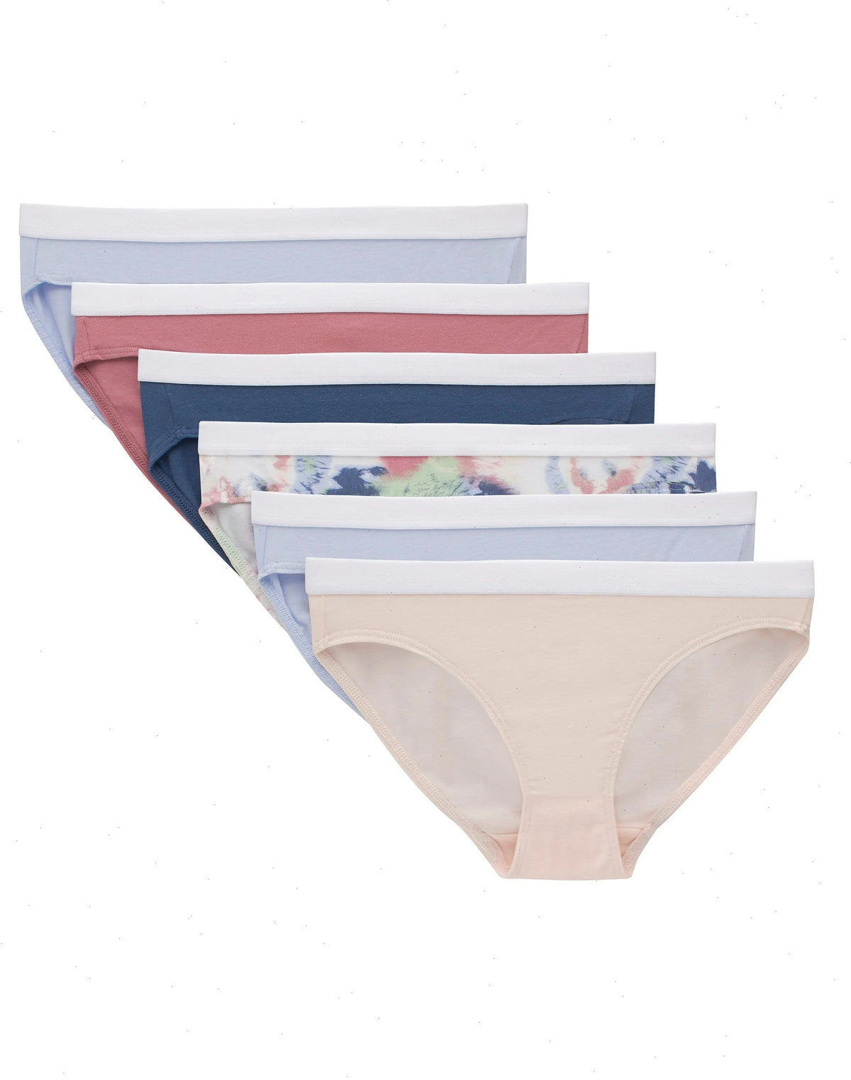 Hanes Originals Girls' Underwear Bikinis, 6-Pack, Cotton Stretch, Assorted