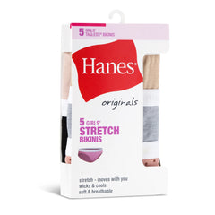 Hanes Originals Girls' Tween Bikini Underwear, Assorted, 5-Pack