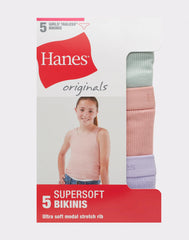 Hanes Originals Girls' SuperSoft Bikini Underwear, 5-Pack