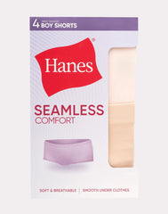 Hanes Girls&rsquo; Tween Underwear Seamless Boyshort Pack, Neutrals, 4-Pack