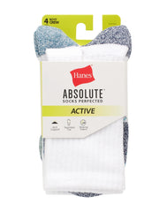 Hanes Absolute Active Boys' Crew Socks Pack, 4-Pack, Moisture Wicking