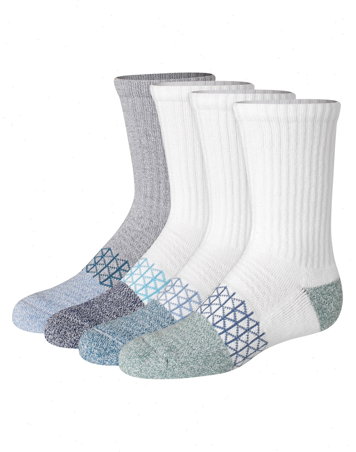 Hanes Absolute Active Boys' Crew Socks Pack, 4-Pack, Moisture Wicking