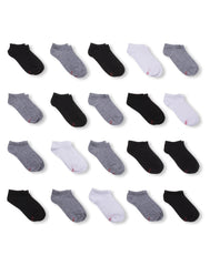 Hanes Boys' No Show Socks, Super Value Pack, 20-Pairs
